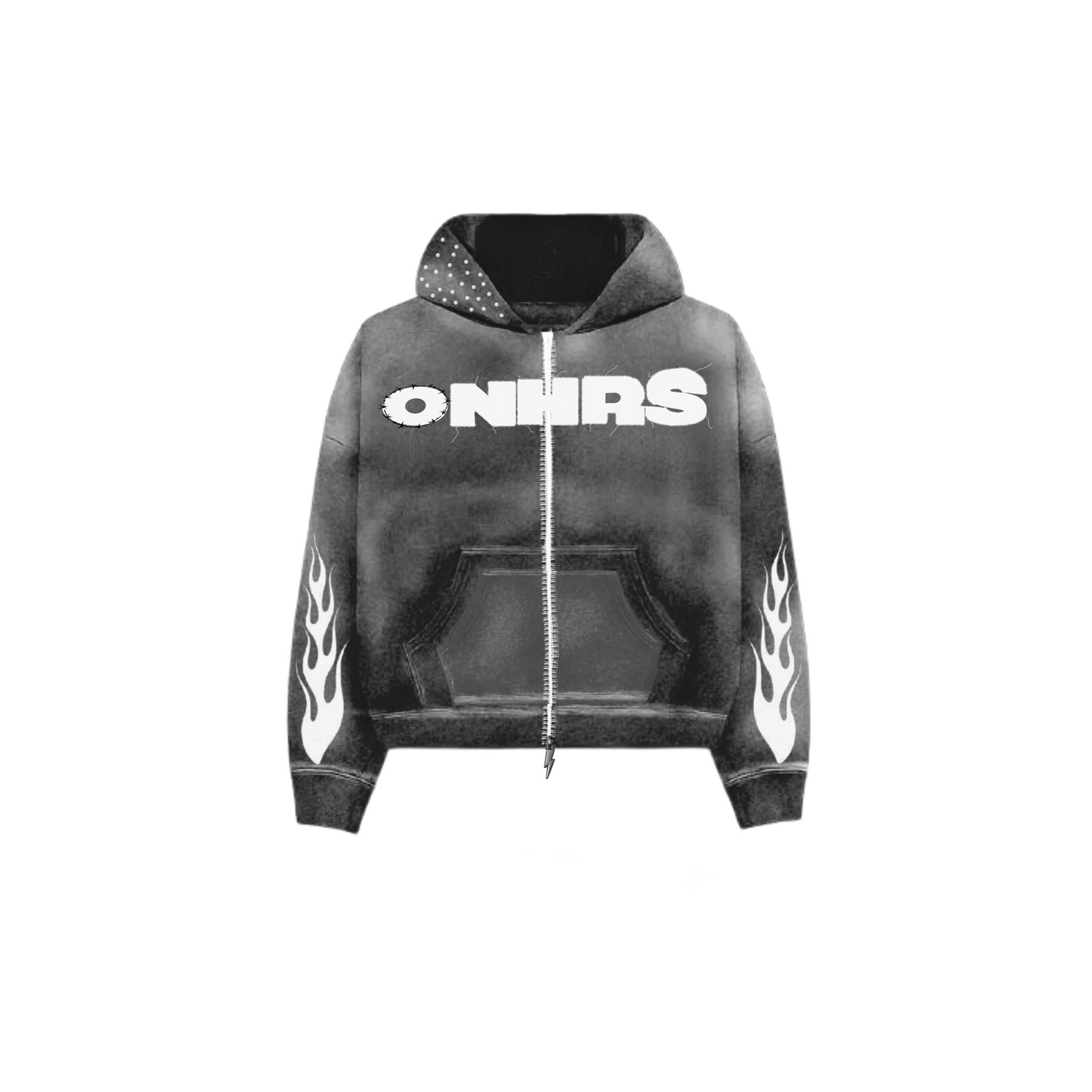 ONHRS Acid Wash Black Zip Up